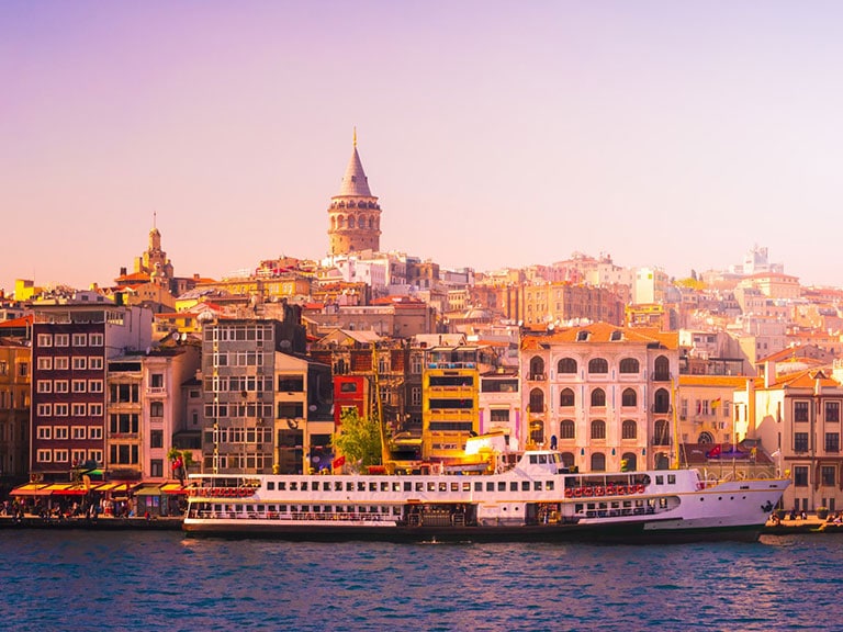 Galata Tower Photo with Public Ferry