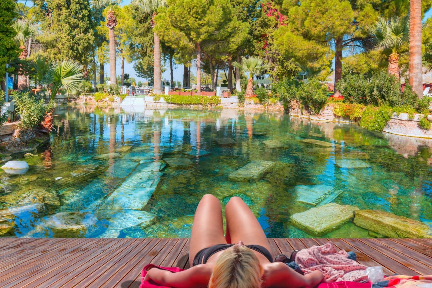 Sunbathing by the Cleopatra Pool in Pamukkale