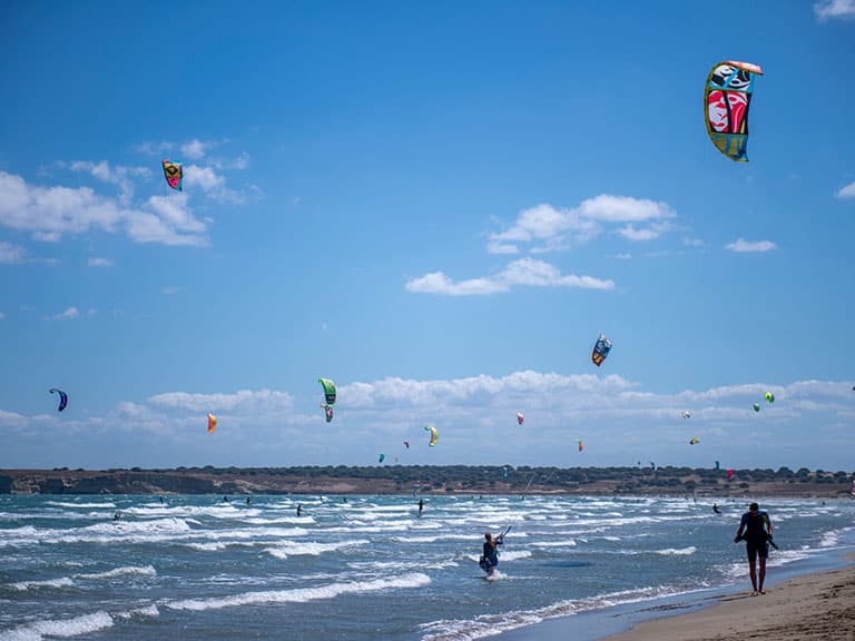 Kitesurfing in Gokceada (Imroz) in Turkey