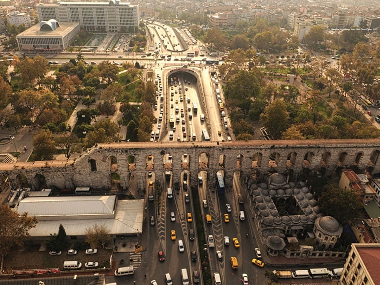 Ancient Roman aqueduct in Istanbul